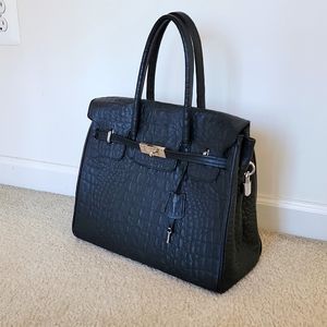 Leather Tote Satchel Bag Black GIACAMI Purse